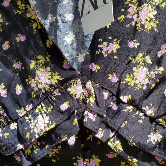 ZARA FLORAL PRINTED CROP TOP - Picture 7 of 8